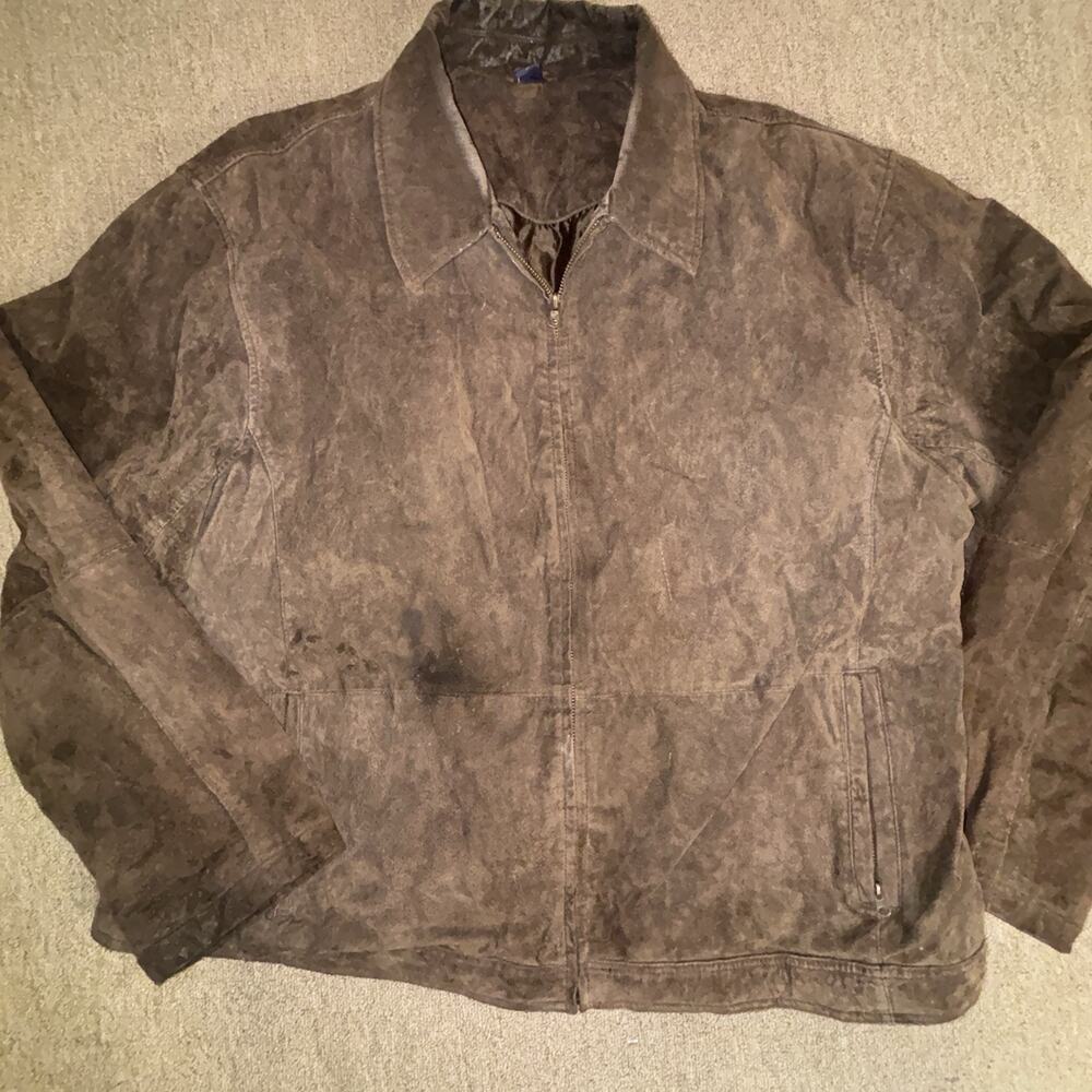 Basic Editions Men’s Faux Leather Full Zip Jacket Size 2XL Brown 26x30